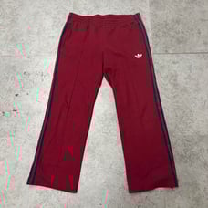 adidas Trefoil Wine Red Track Pants with One-Point Embroidery Tag, Size L 100% Cotton.