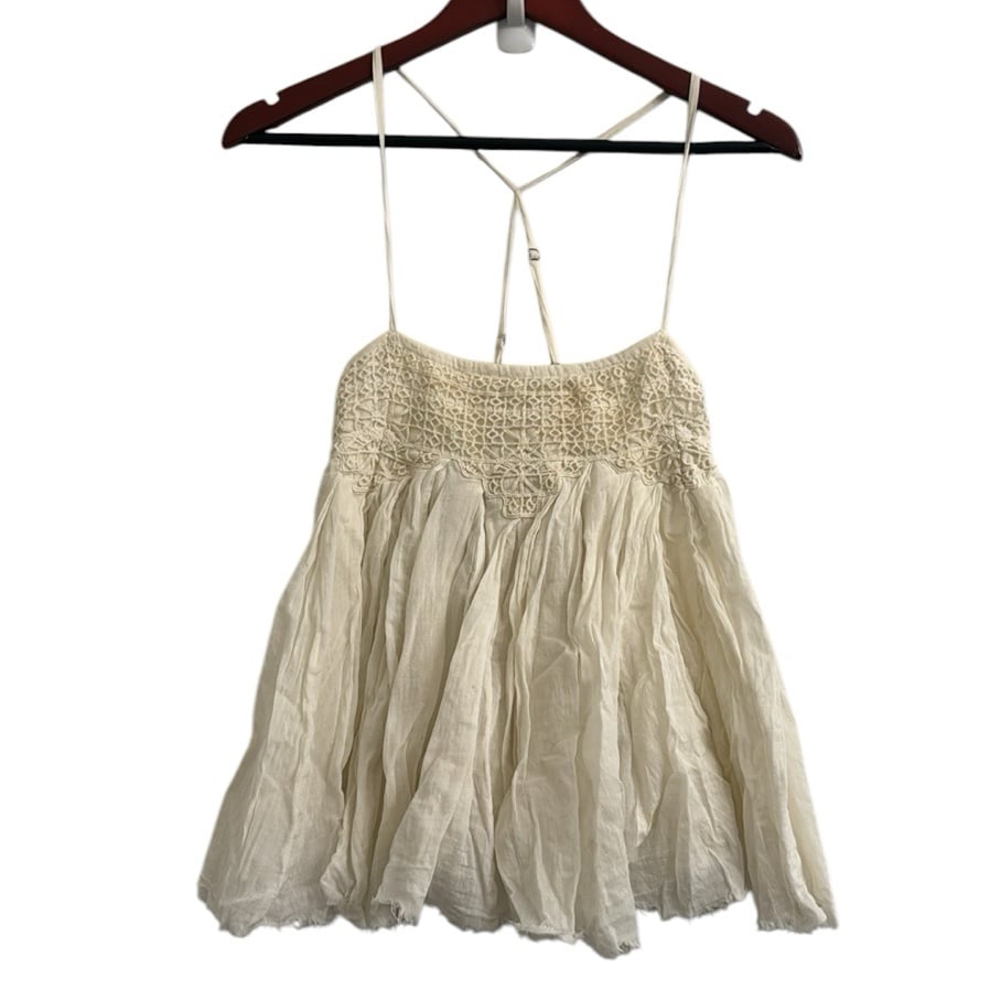 Free people bohemian ivory cream, flowy Gauzy Top sz s