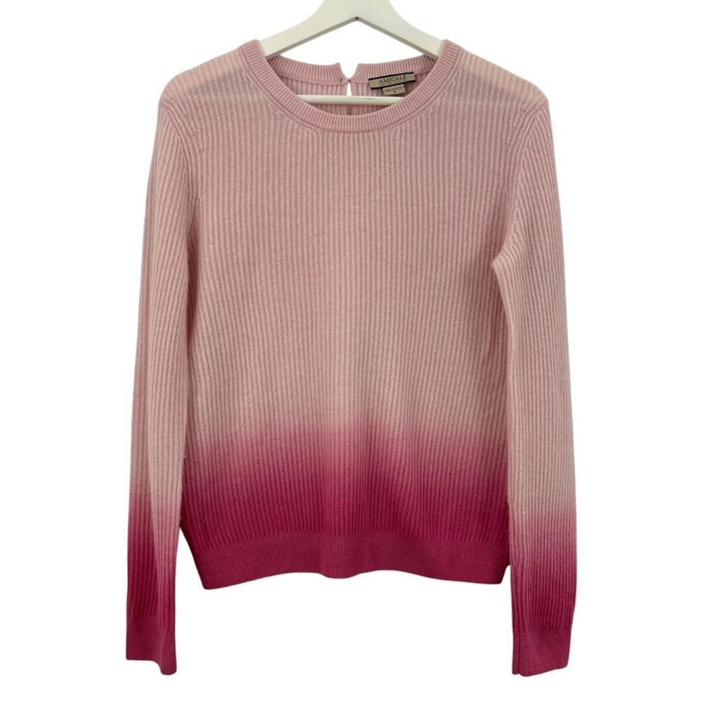 Amicale Womens 100% Cashmere Ombré Pink Long Sleeve Sweater Size S