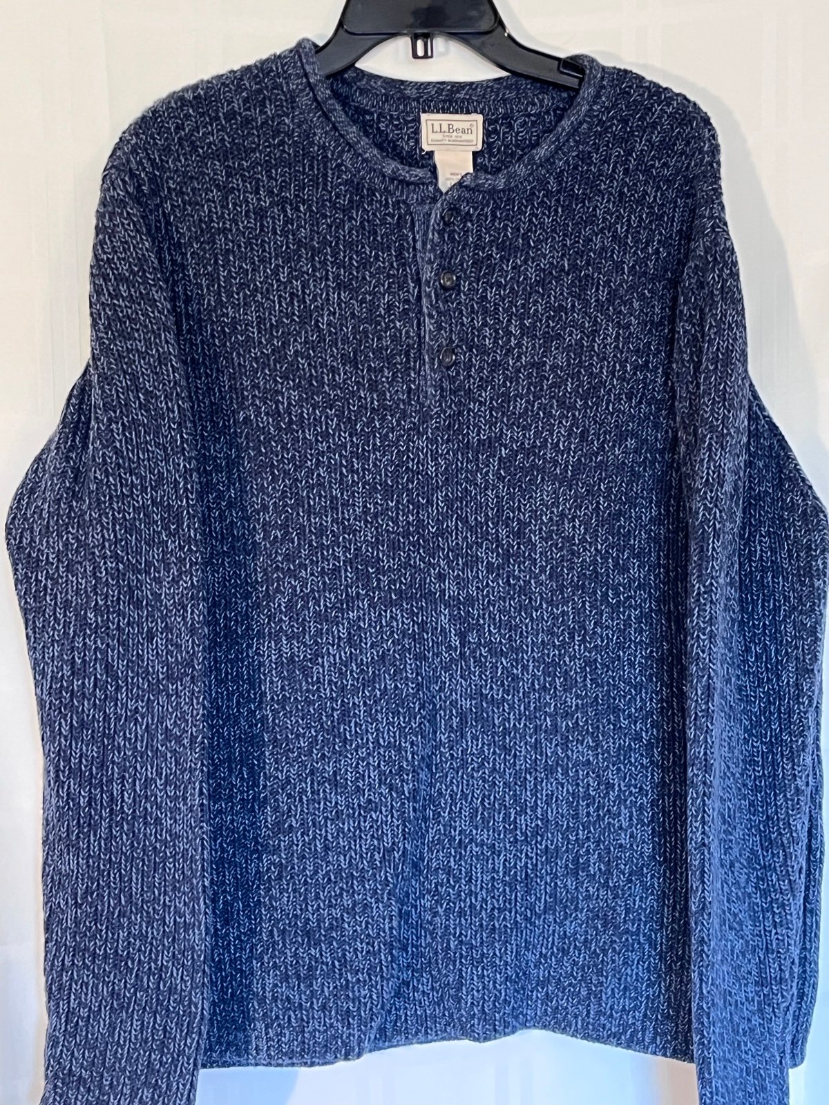 L.L. Bean Henley Sweater Mens SZ Large Cotton Winter Fall Warm