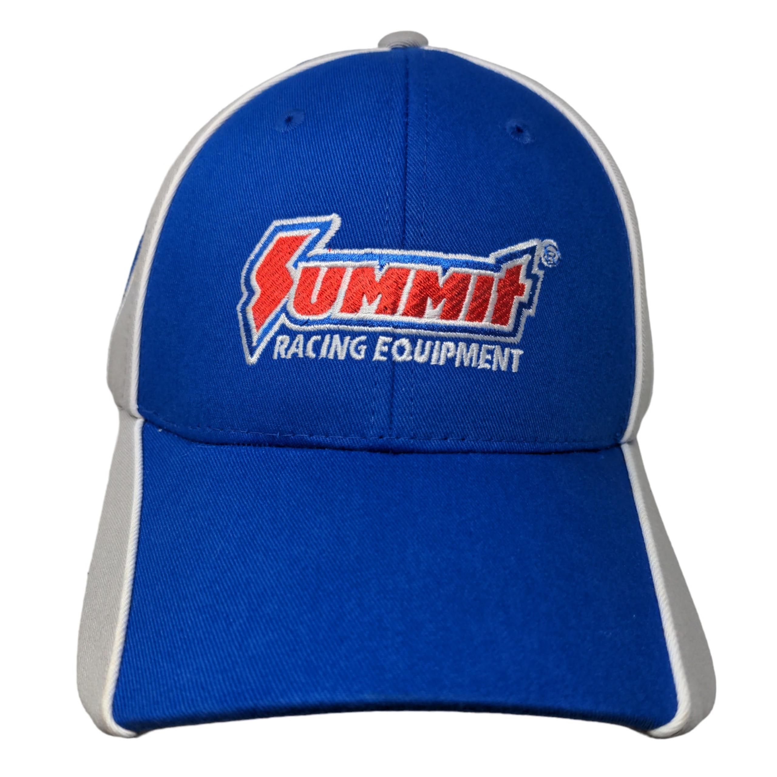 Summit Racing Men's Strapback Hat Blue Gray Embroidered Logo Adjustable Cotton