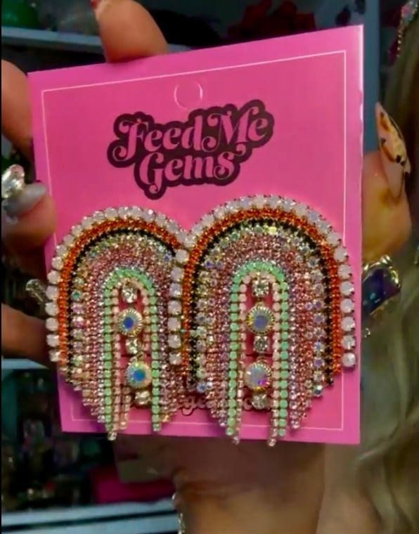 Feed Me Gems Pastel Jumbo Rainbow earrings