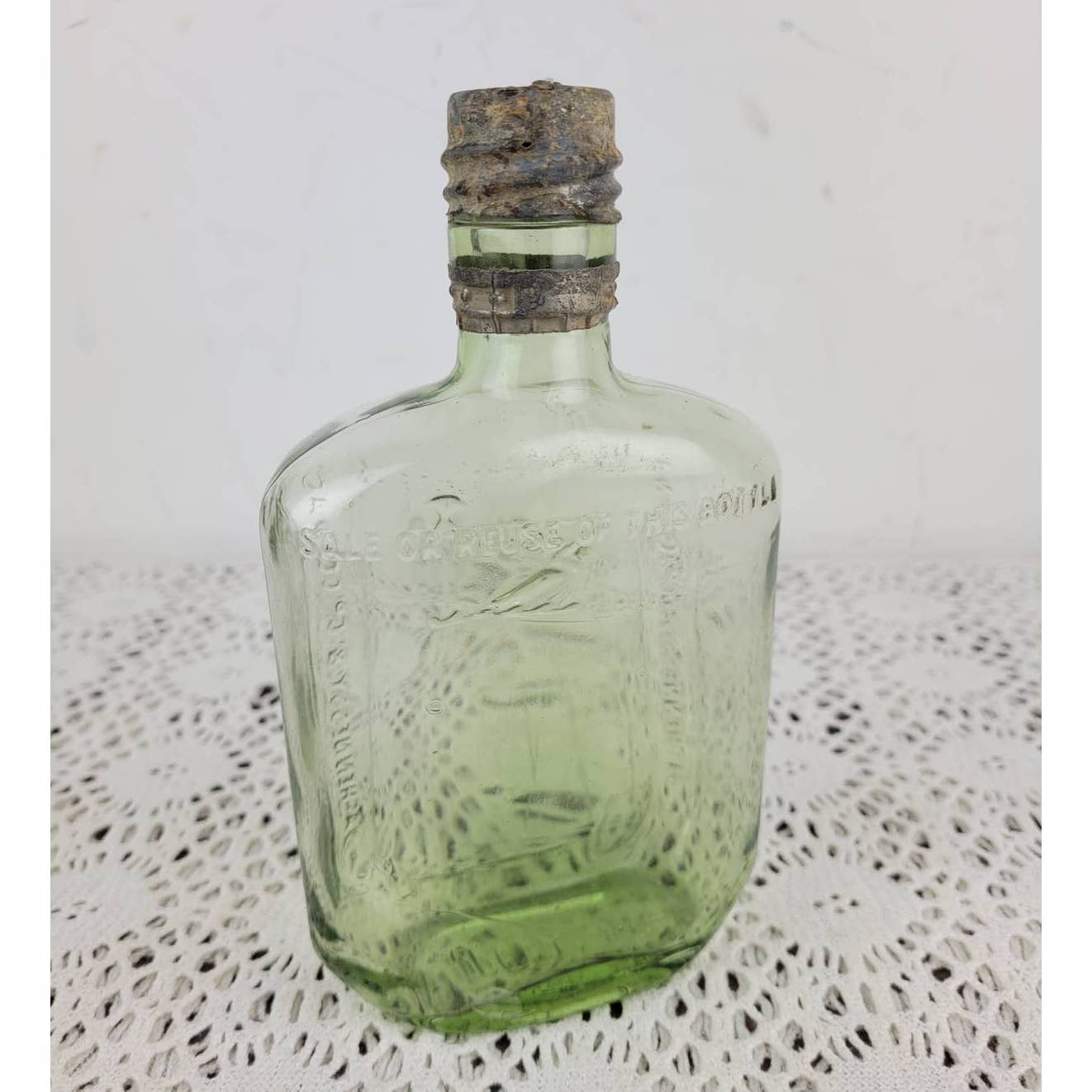 Antique JA Hennessey & Co Cognac Bottle Green Glass w/ Original Screw Cap