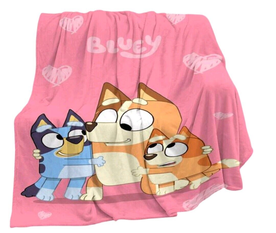 Bluey Plush Throw Blanket 60”x80” Pink Plush Throw Girls
