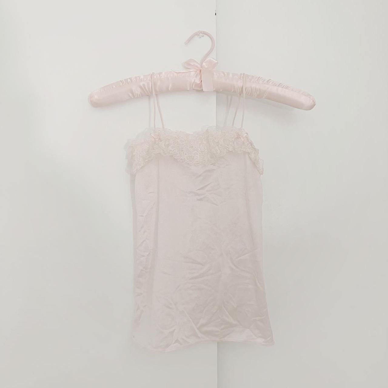 japanese brand pink satin lace ruffle bow cami