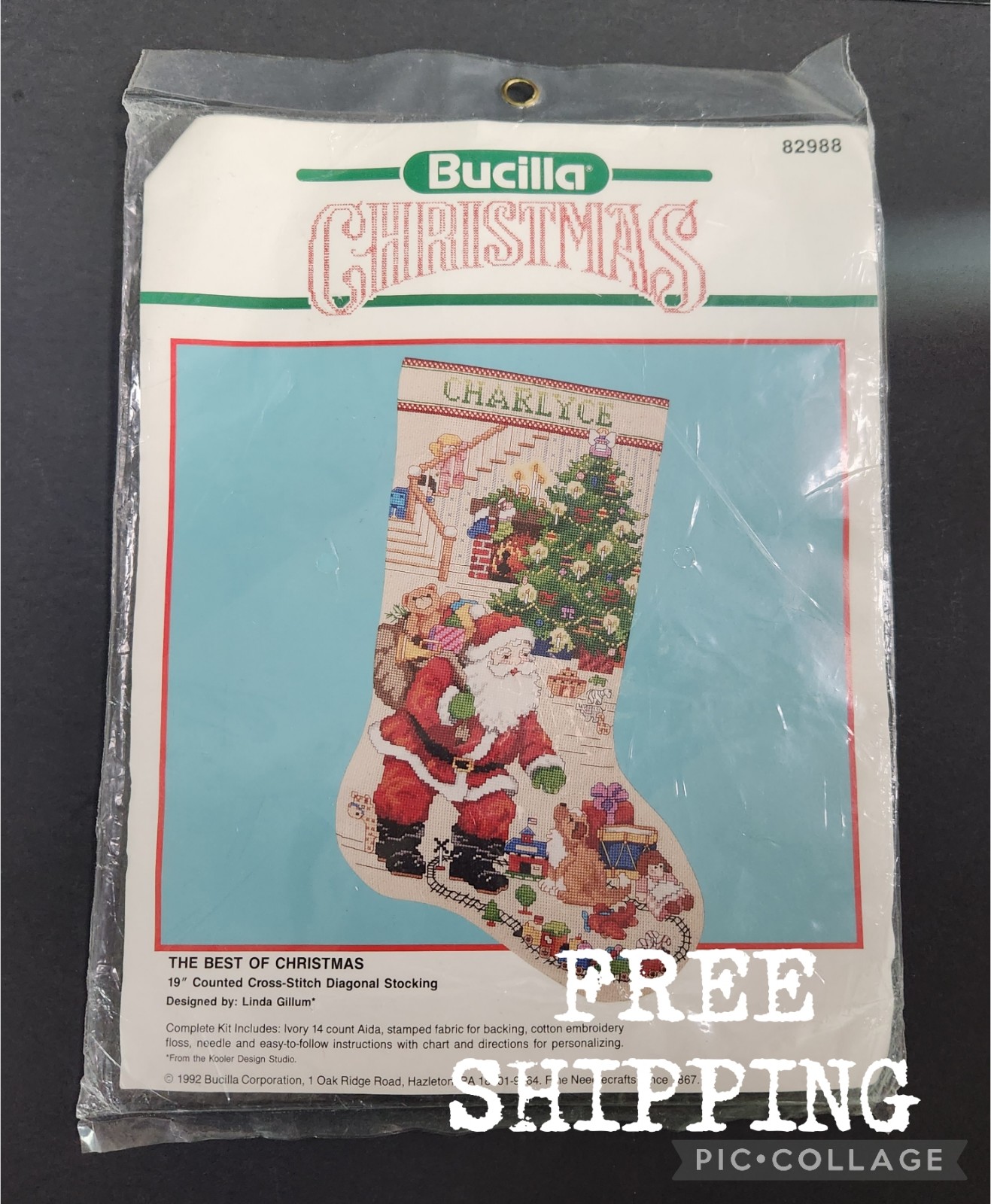 New 1992 Bucilla Counted Cross Stitch Stocking Kit The Best Of Christmas 82915