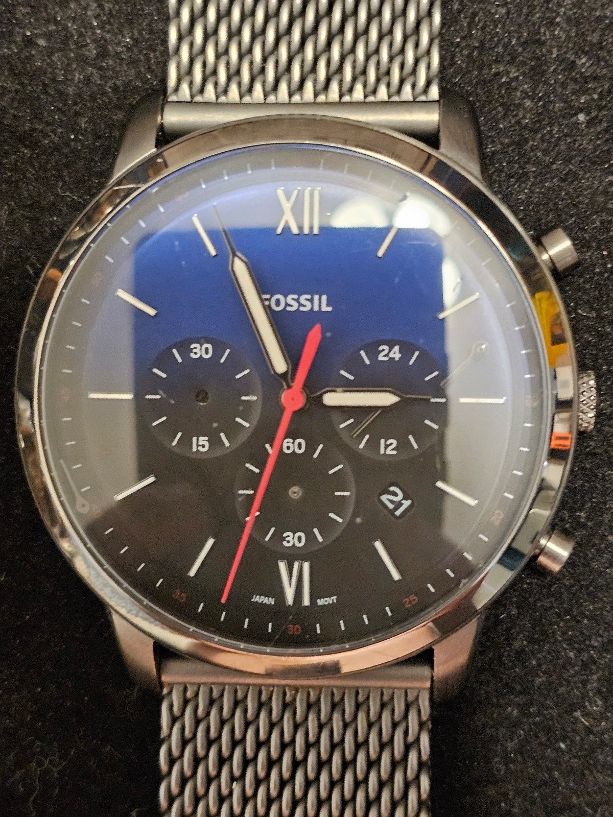 Fossil 44mm FS5383 Neutra Chronograph Smoke Stainless Steel Bracelet Watch 2211