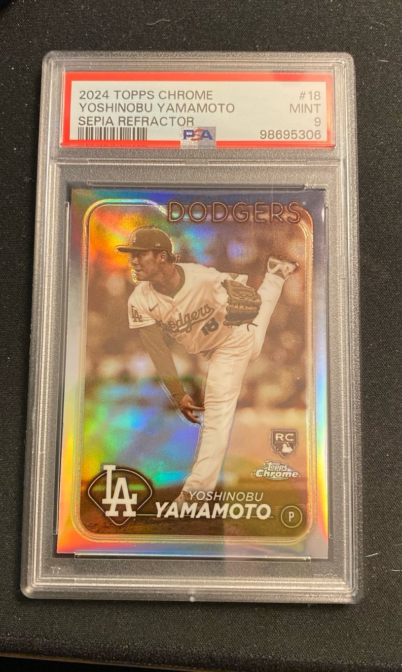 Yamamoto Sepia PSA 9 Topps chrome 2024 Rookie Card