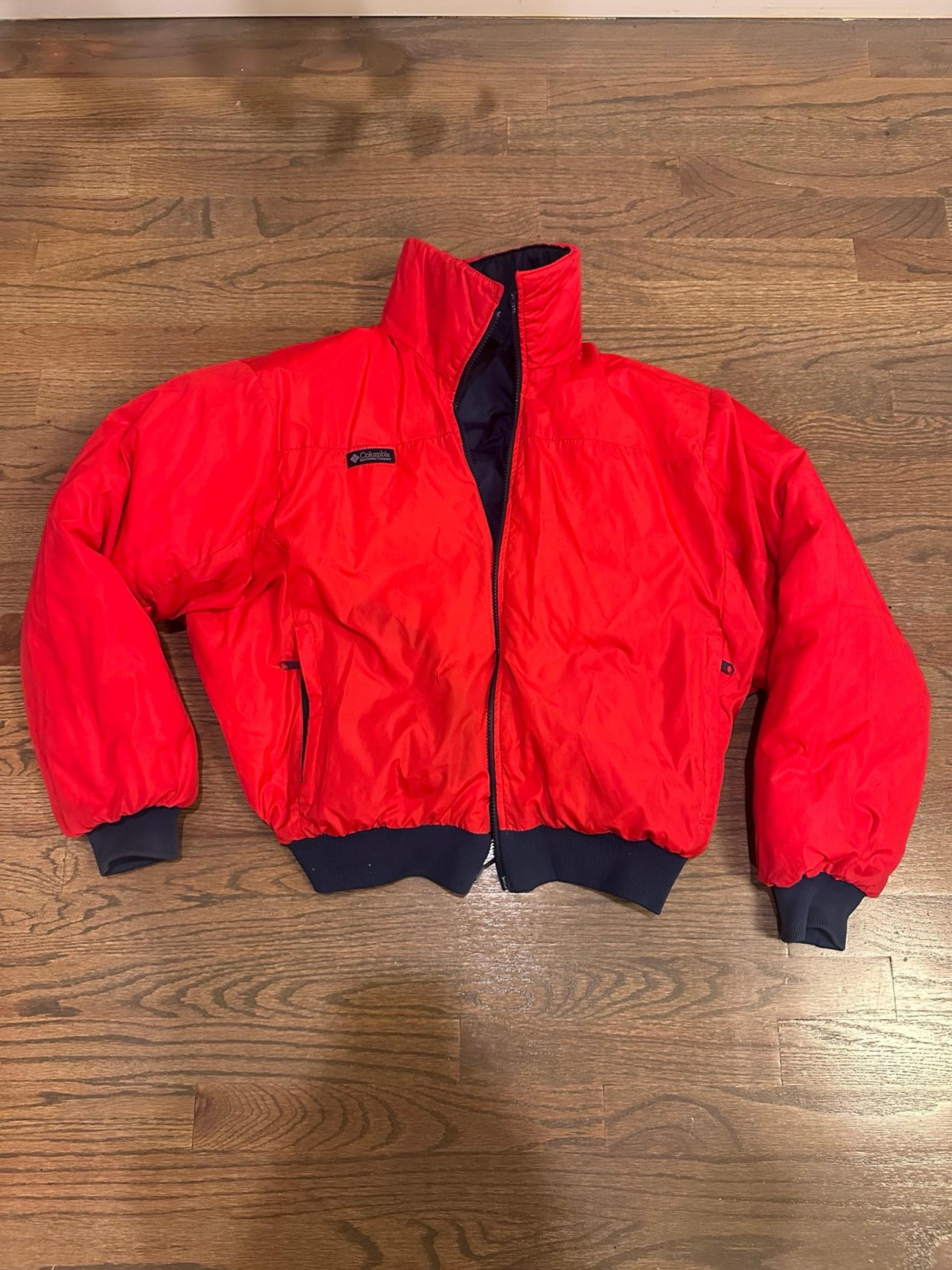 Vintage Columbia Reversible Down Puffer Jacket Men's Medium Red Navy Blue Vintage Columbia Reversible Down Puffer Jacket Men's Medium Red Navy Blue