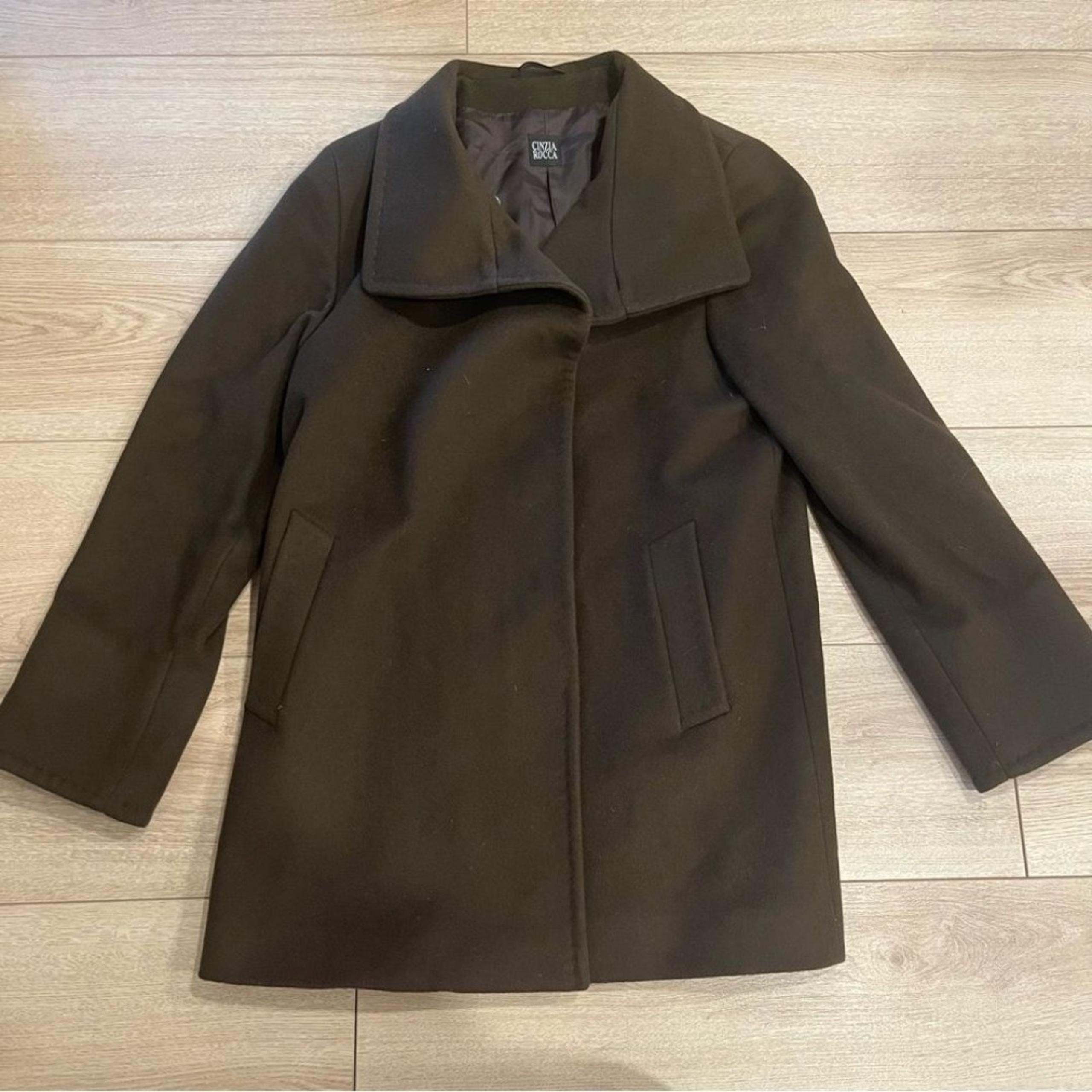 Cinzia Rocca Women’s Brown Wool Cashmere Pea Coat Size 42/6 US