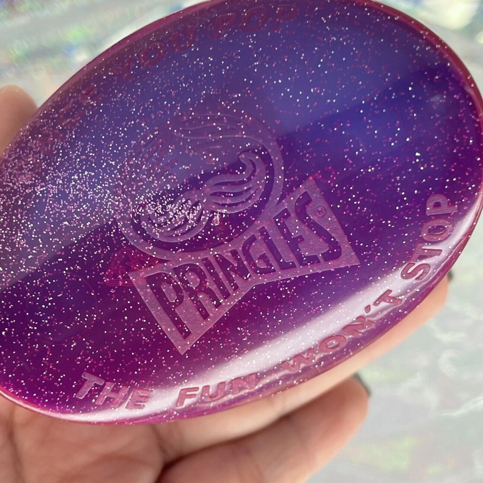 Pringles PotatoChip Holder Container RARE GLITTER... 1997