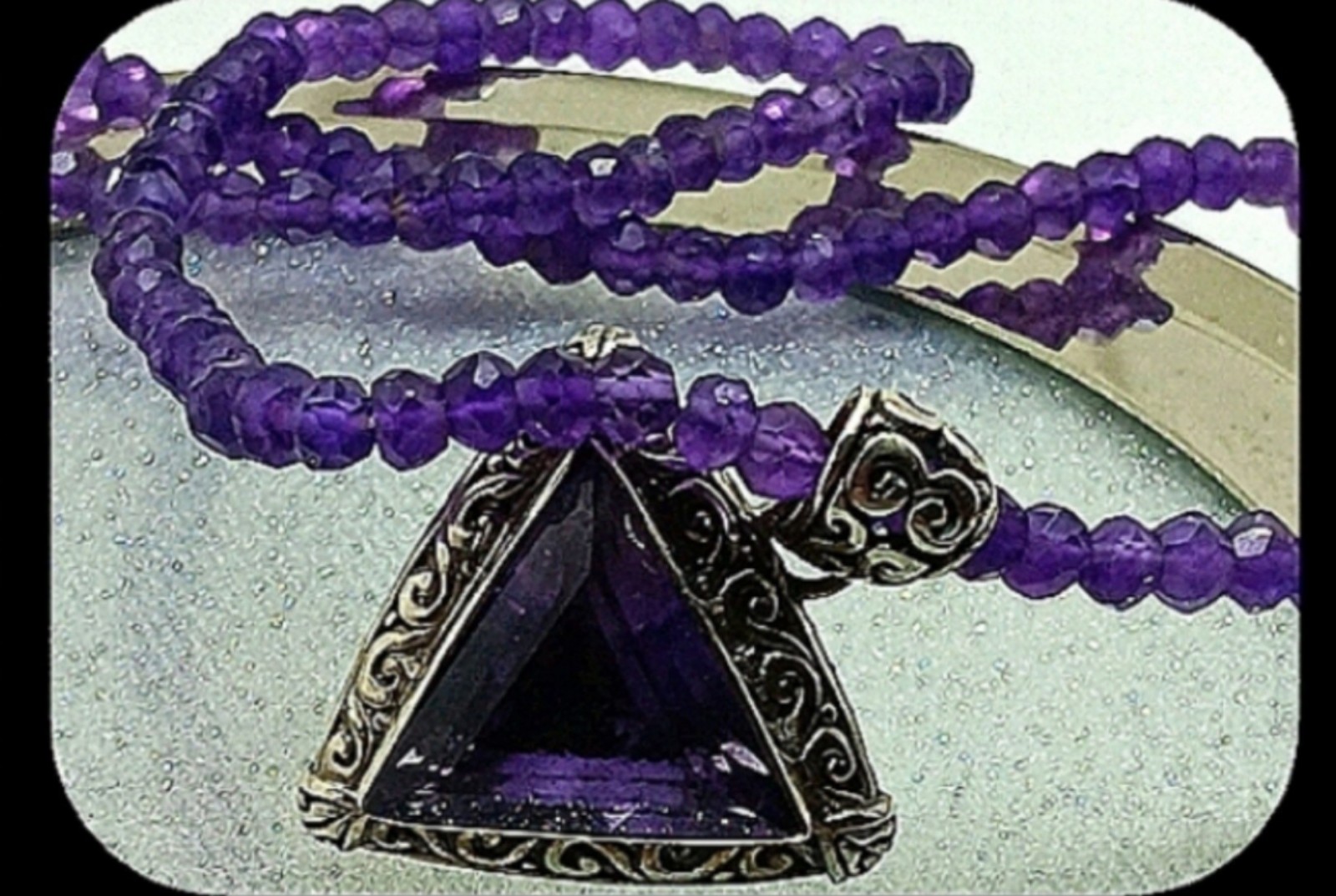 Amethyst Sterling Silver Faceted Necklace & Pendant both .925 NWOTs
