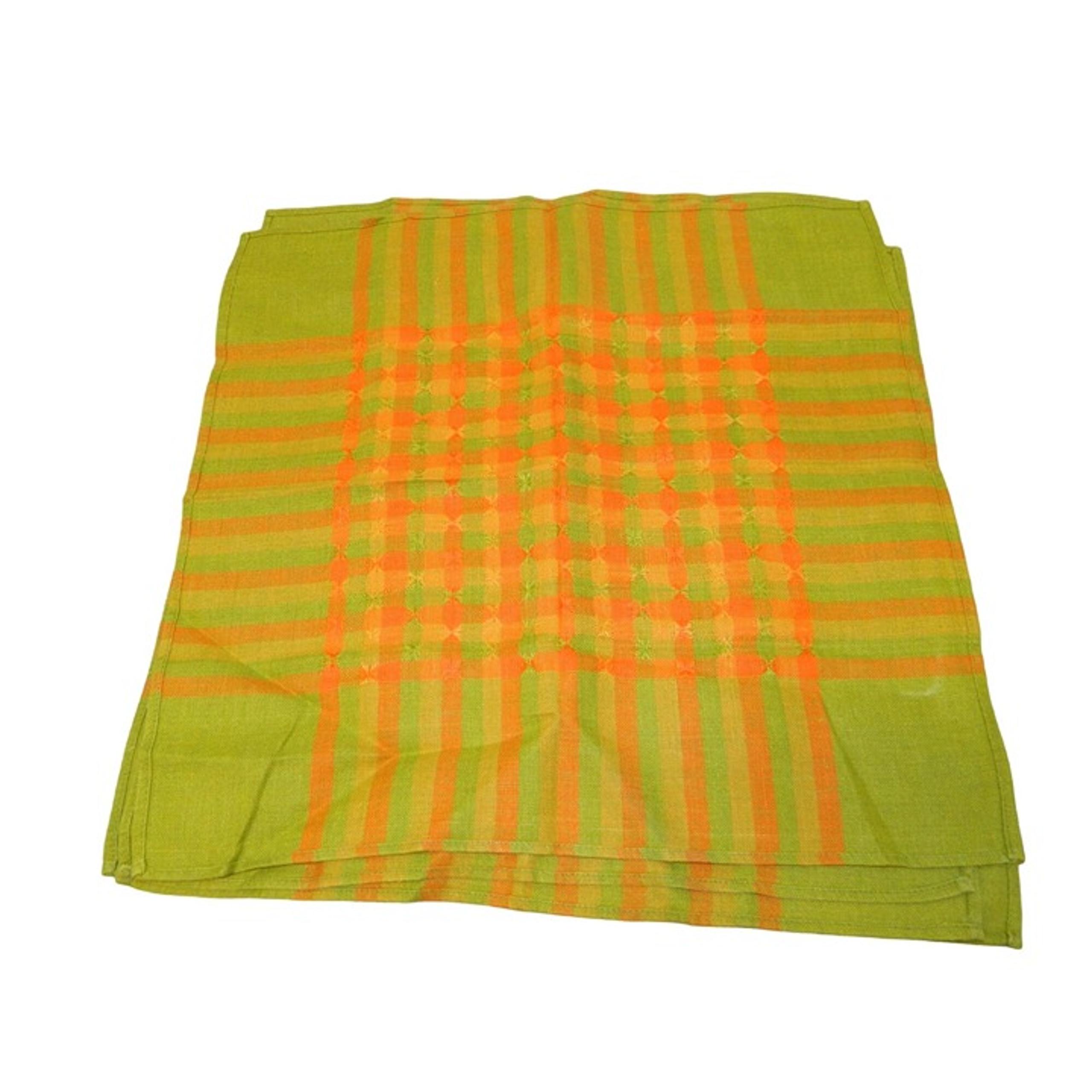 Vintage Orange & Green Plaid Tablecloth Napkins  15" x 16" Set Of 4