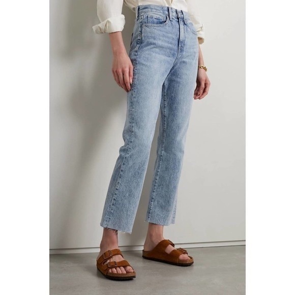 New Veronica Beard Carly Kick-Flare Jean in Pebble Stone, Size 31/12