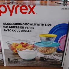 Pyrex Glass Sculpted Mixing Bowl 8 PCs Set Microwave Freezer Dishwasher