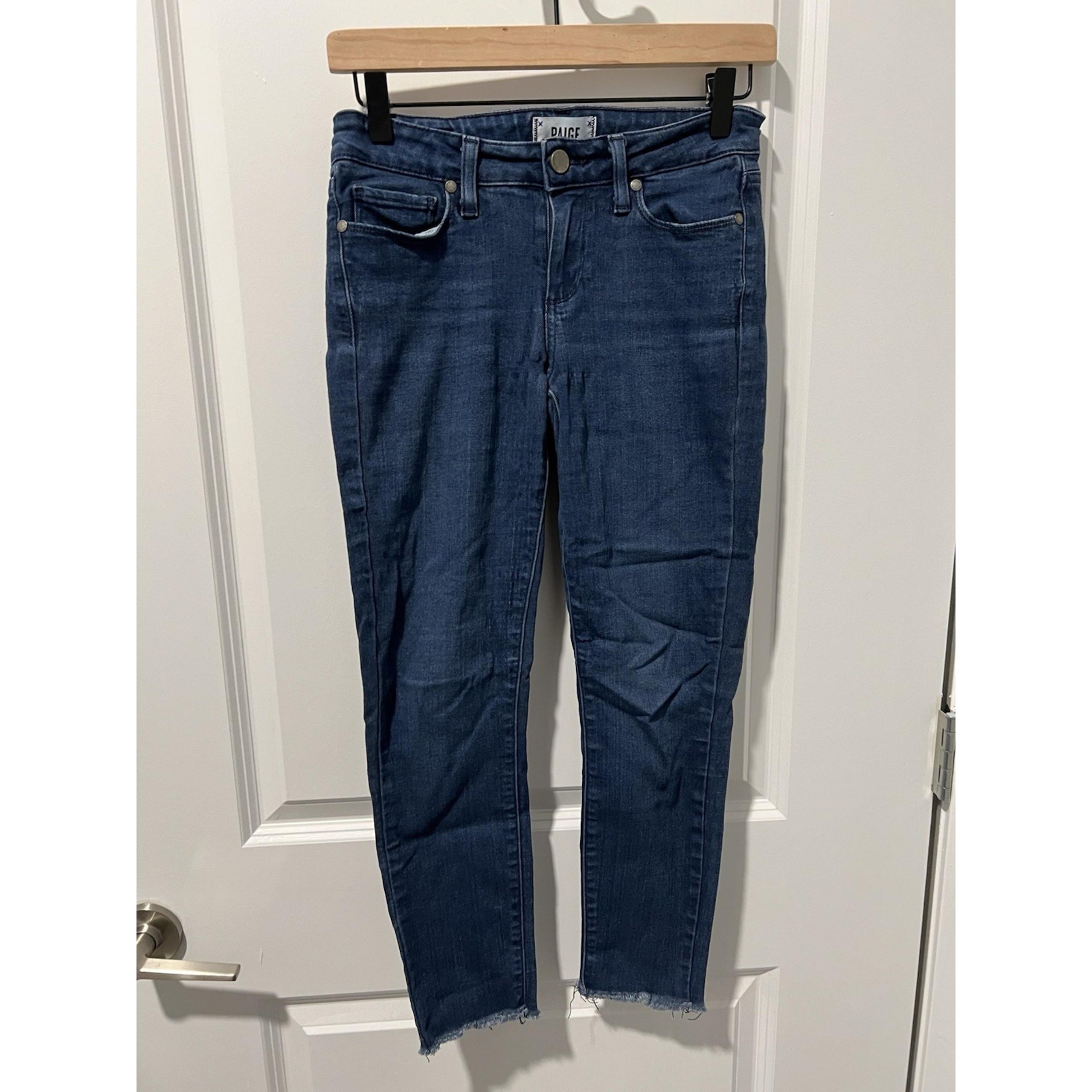 PAIGE Jeans Women's Size 27 Verdugo Crop Dark Blue Distressed Denim