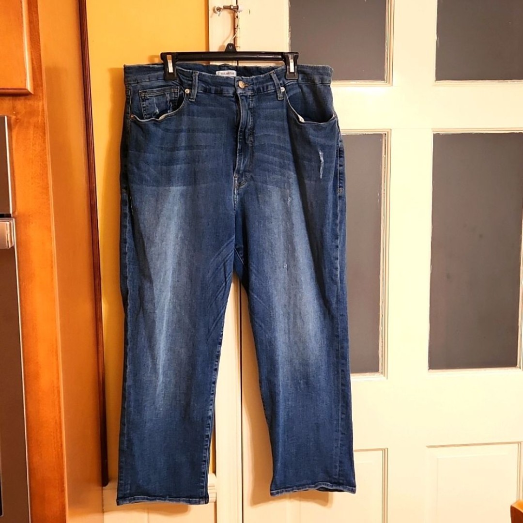 Good American Good Cuts Women's Boyfriend Jeans w/ Distressed Details Size 22