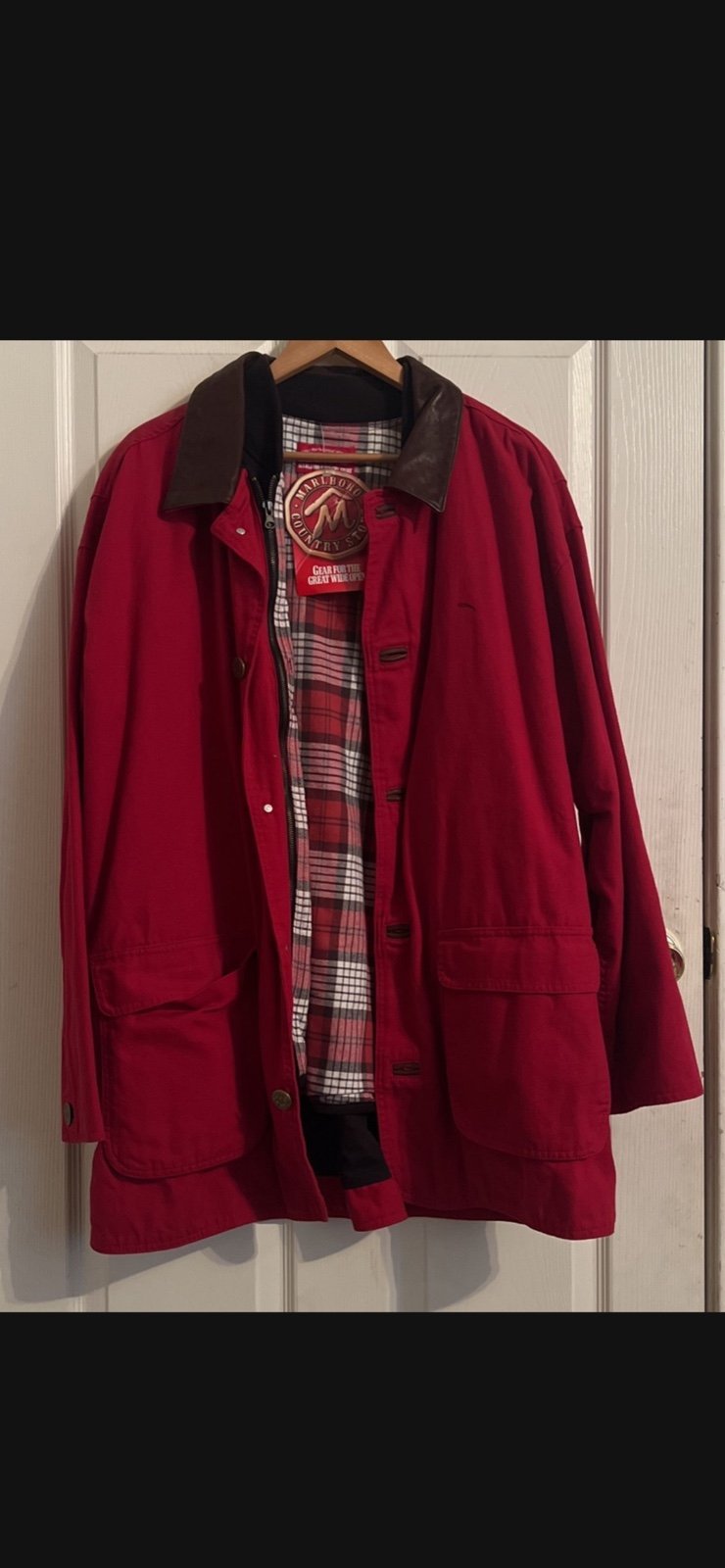 Marlboro vintage jacket men’s plaid black and red