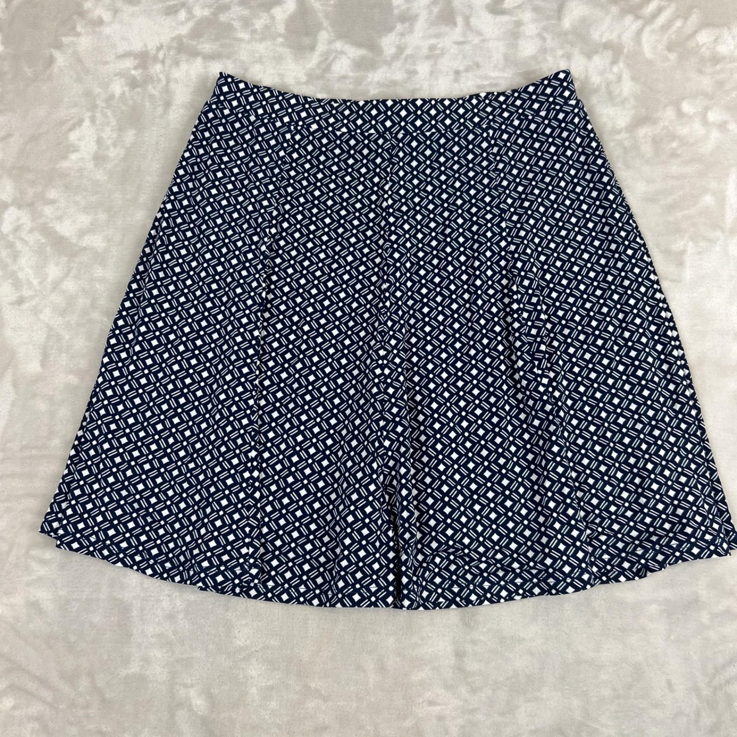 Susan Graver Skort Womens Small Blue Geometric Jersey Stretch Elastic Waist