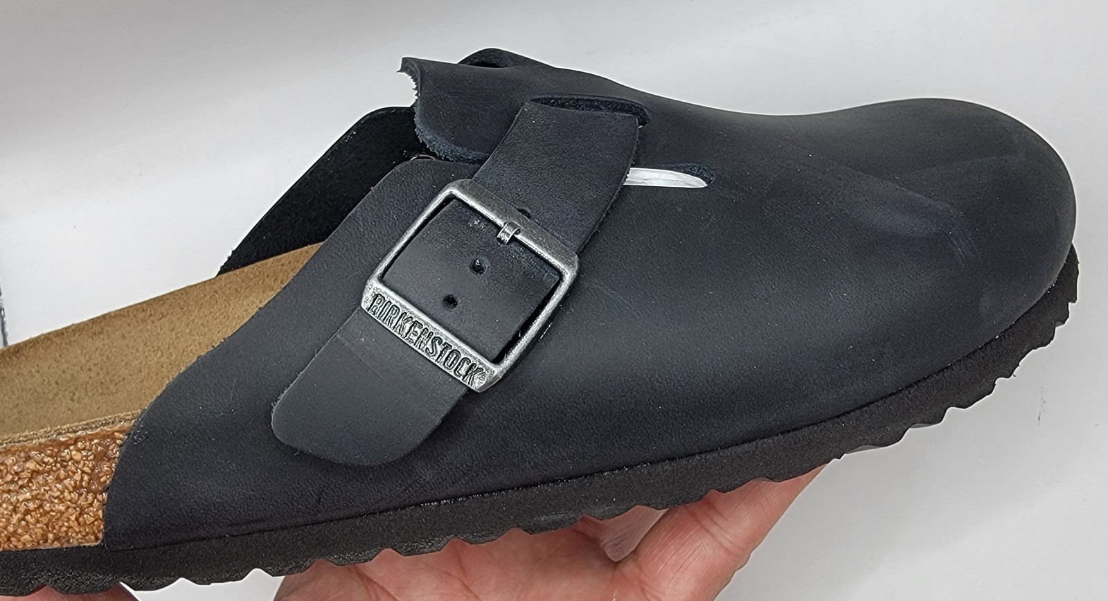 Birkenstock boston bs waxy oiled leather black color narrow