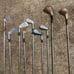 Vintage Golf club bag w/ gold clubs 80s