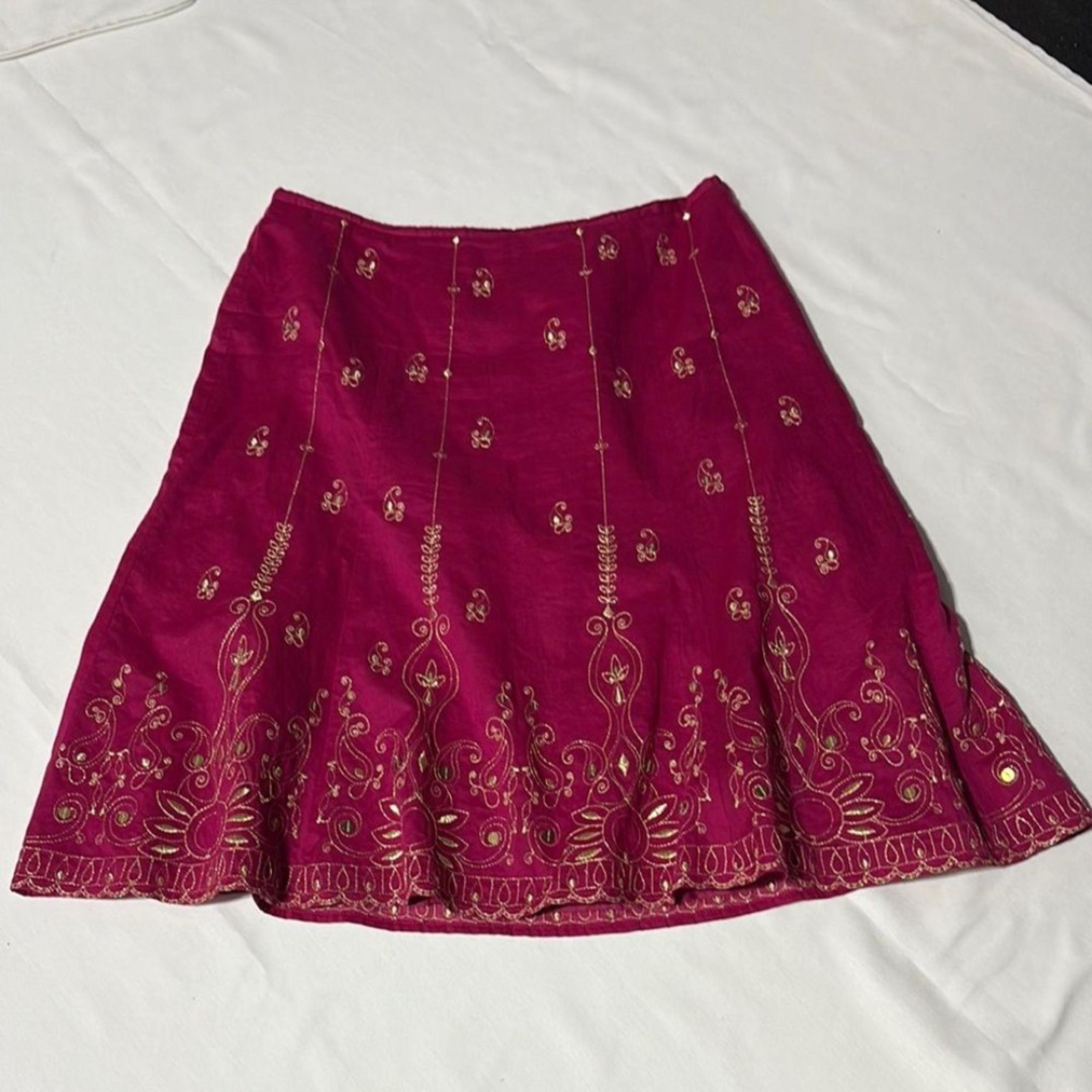 Ann Taylor Pink Embellished A-Line Skirt 8