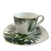 Longfei China Porcelain Square Tea Set of 12 Saucers Tea Cups Palm Fronds Modern