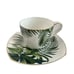 Longfei China Porcelain Square Tea Set of 12 Saucers Tea Cups Palm Fronds Modern