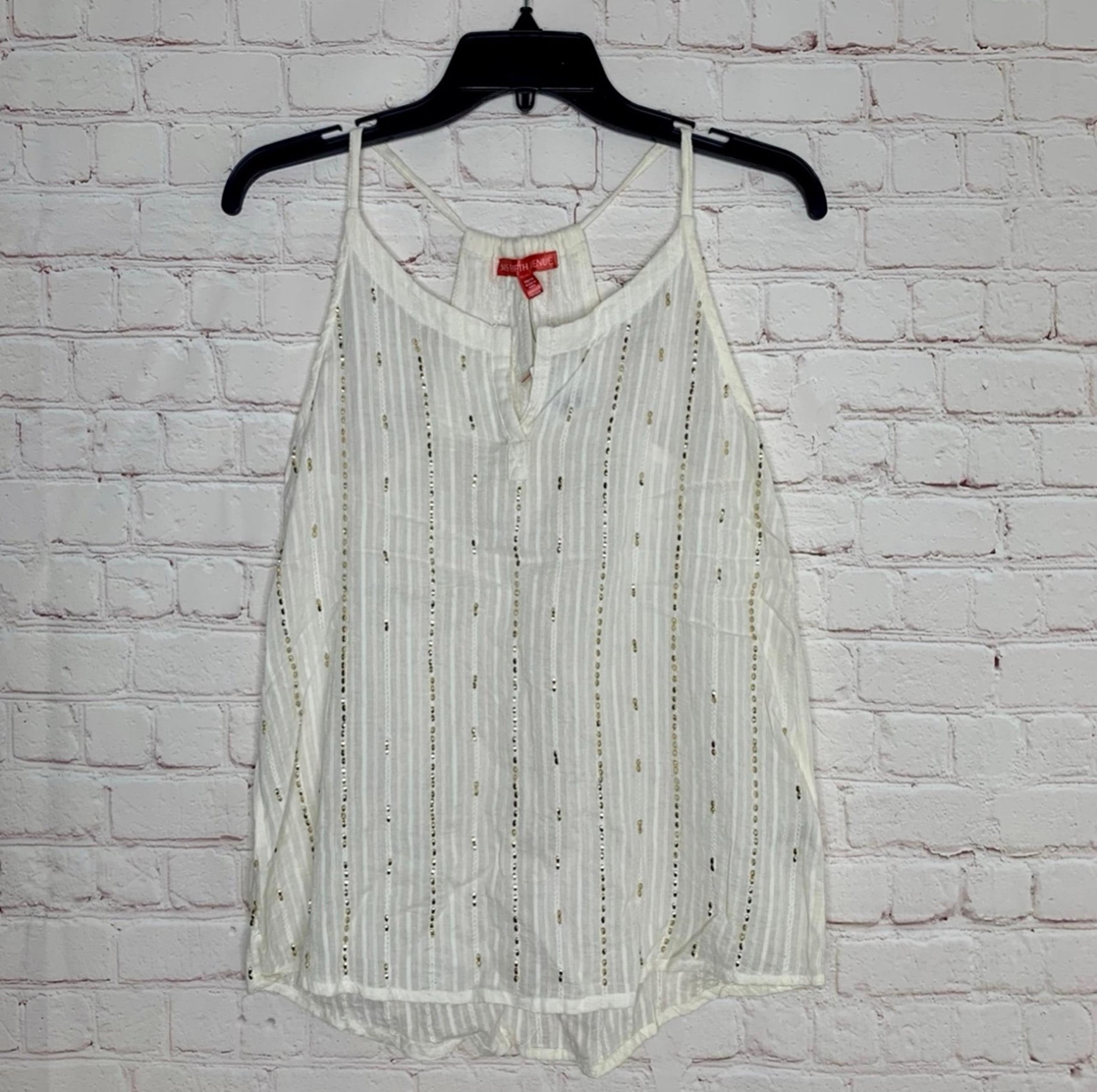 New SAKS FIFTH AVENUE Womens Cream Strappy Tank Top Size XS NWT