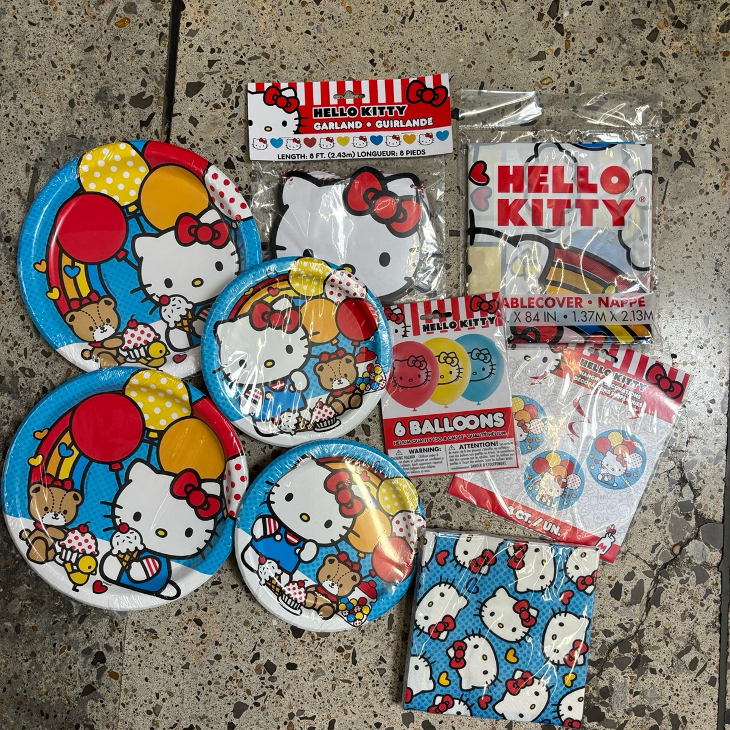 Hello Kitty birthday party supplies paper plates decorations balloons ect bundle