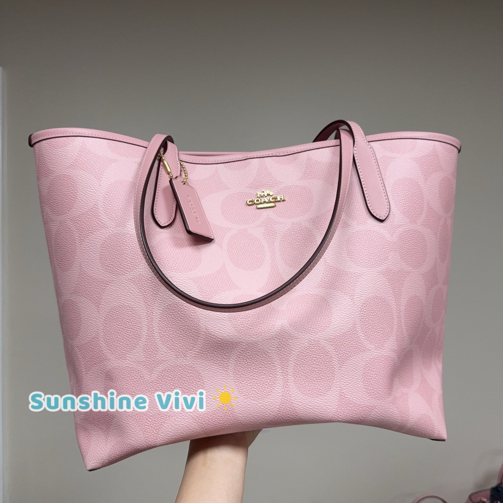 NWT COACH City Tote Bag In Signature Canvas CAL49 Powder Pink