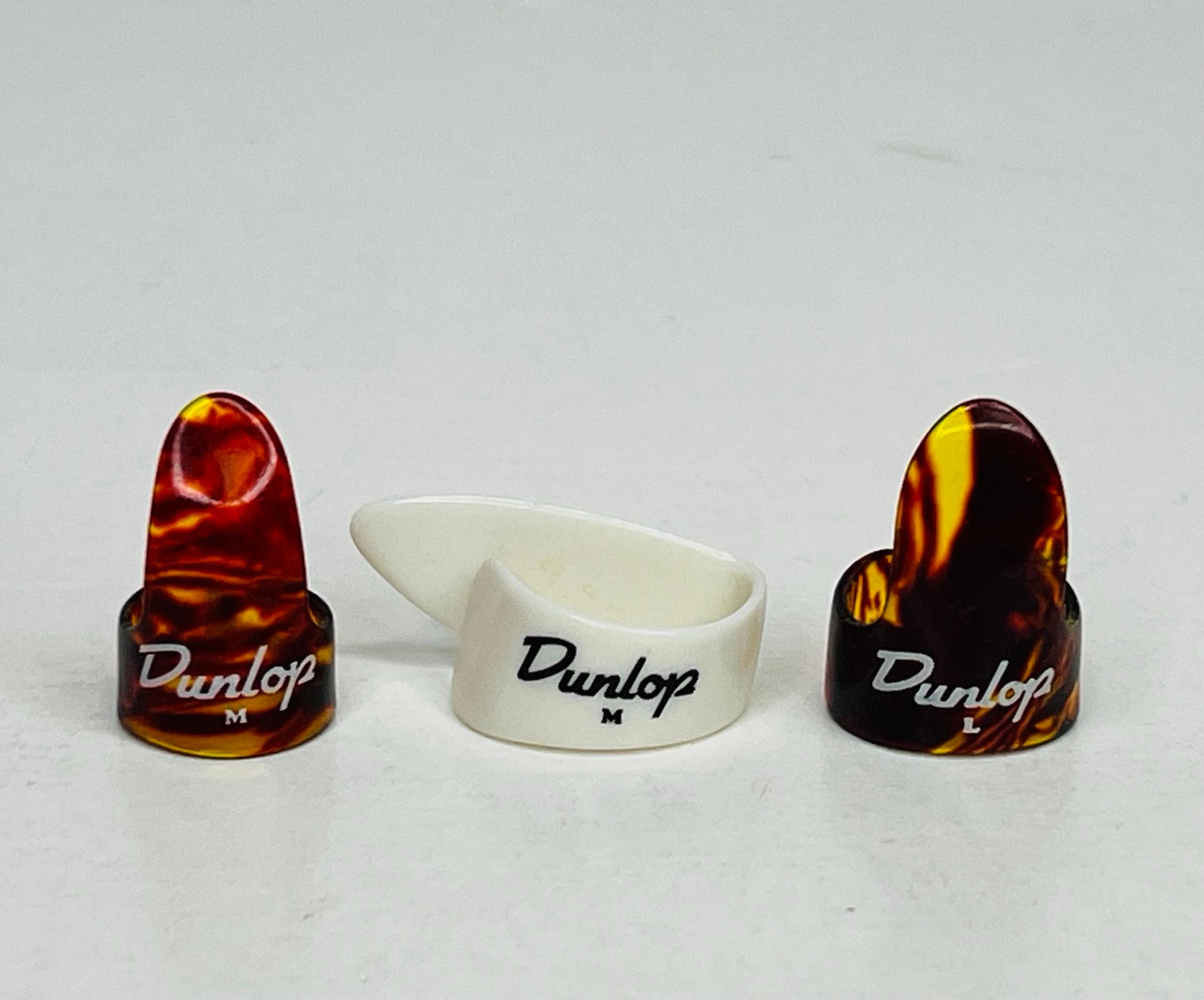 Lot of 3 Dunlop Guitar Banjo Finger Picks 2-M 1-L *USED*