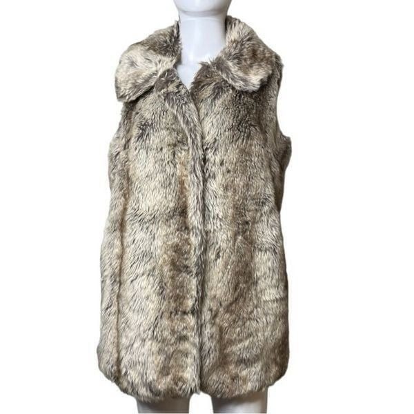 WD.NY Faux Fur Button Up Vest Brown Size Medium