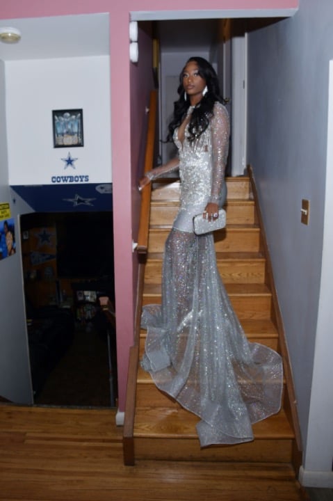 SILVER PROM DRESS