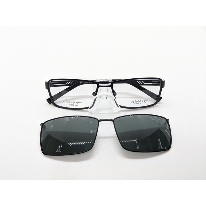 New Airmag 6325 Eyeglass Frame W/ Clip-On Sunglasses Combo