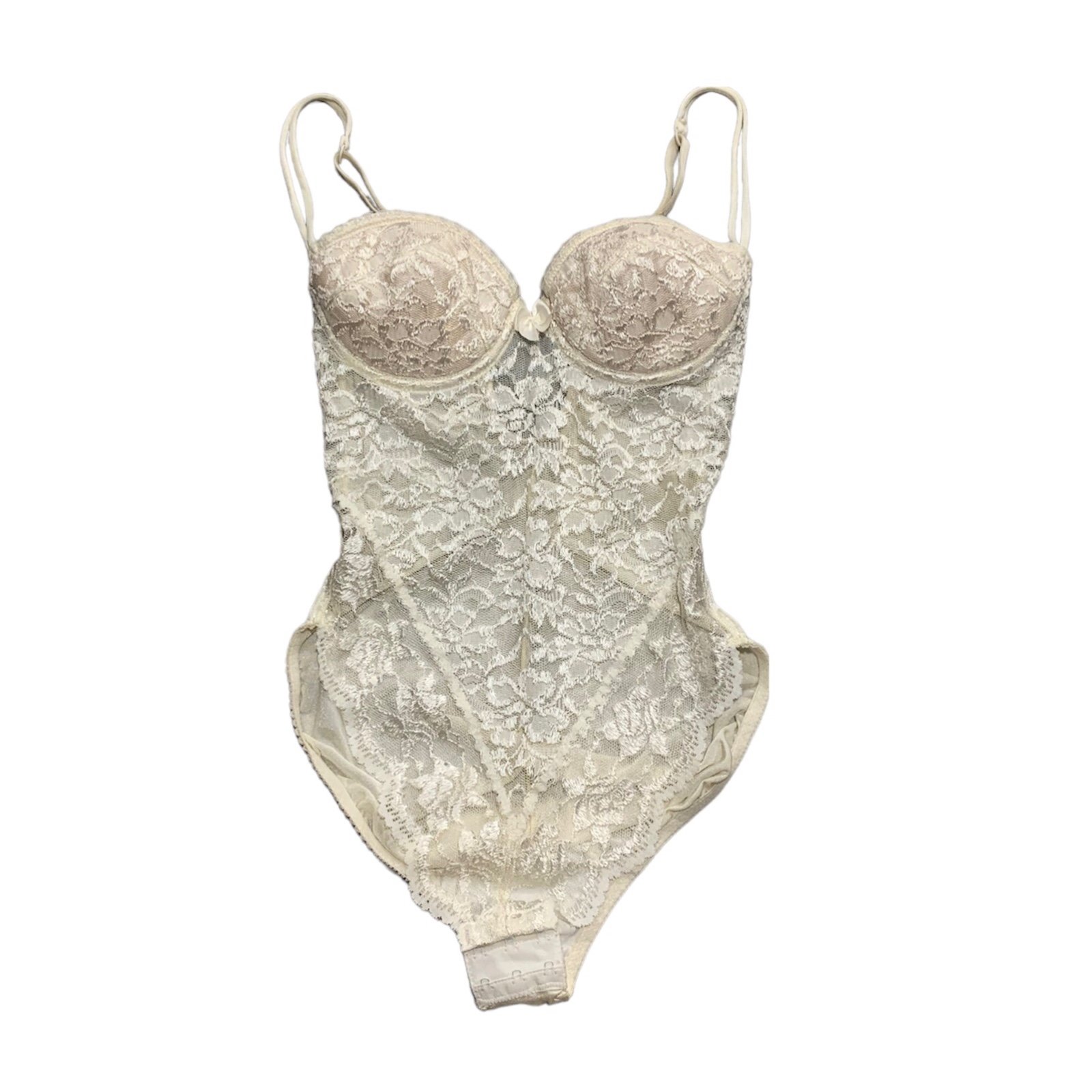 Gold Tag 1990s Victoria’s Secret Ivory Lace Coquette Leotard