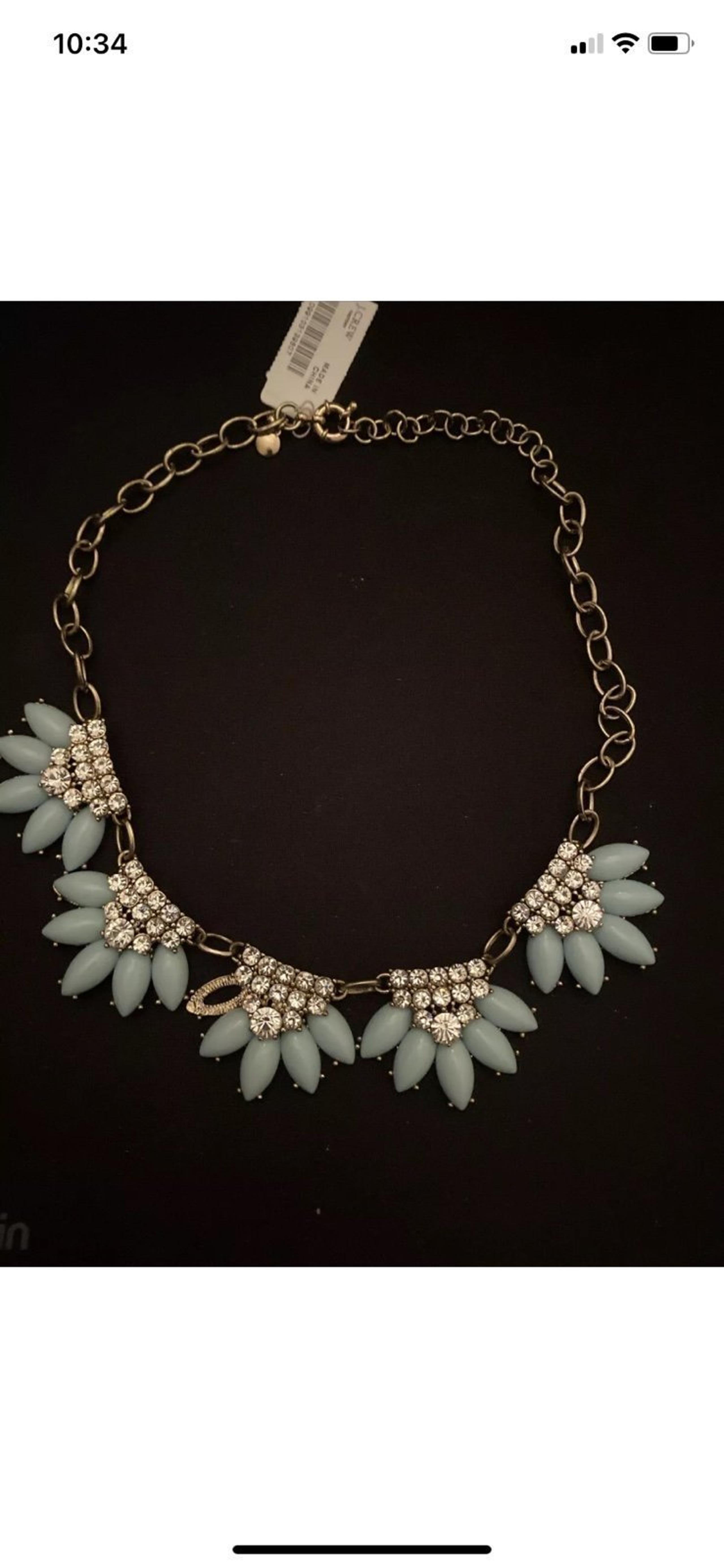 J.Crew Women’s Necklace - Pail Blue/Clear Stones (missing one blue stone)