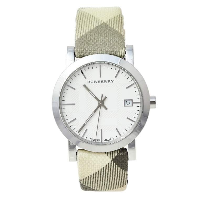 Burberry White Stainless Steel Smoked Check BU1798 Women's Wristwatch