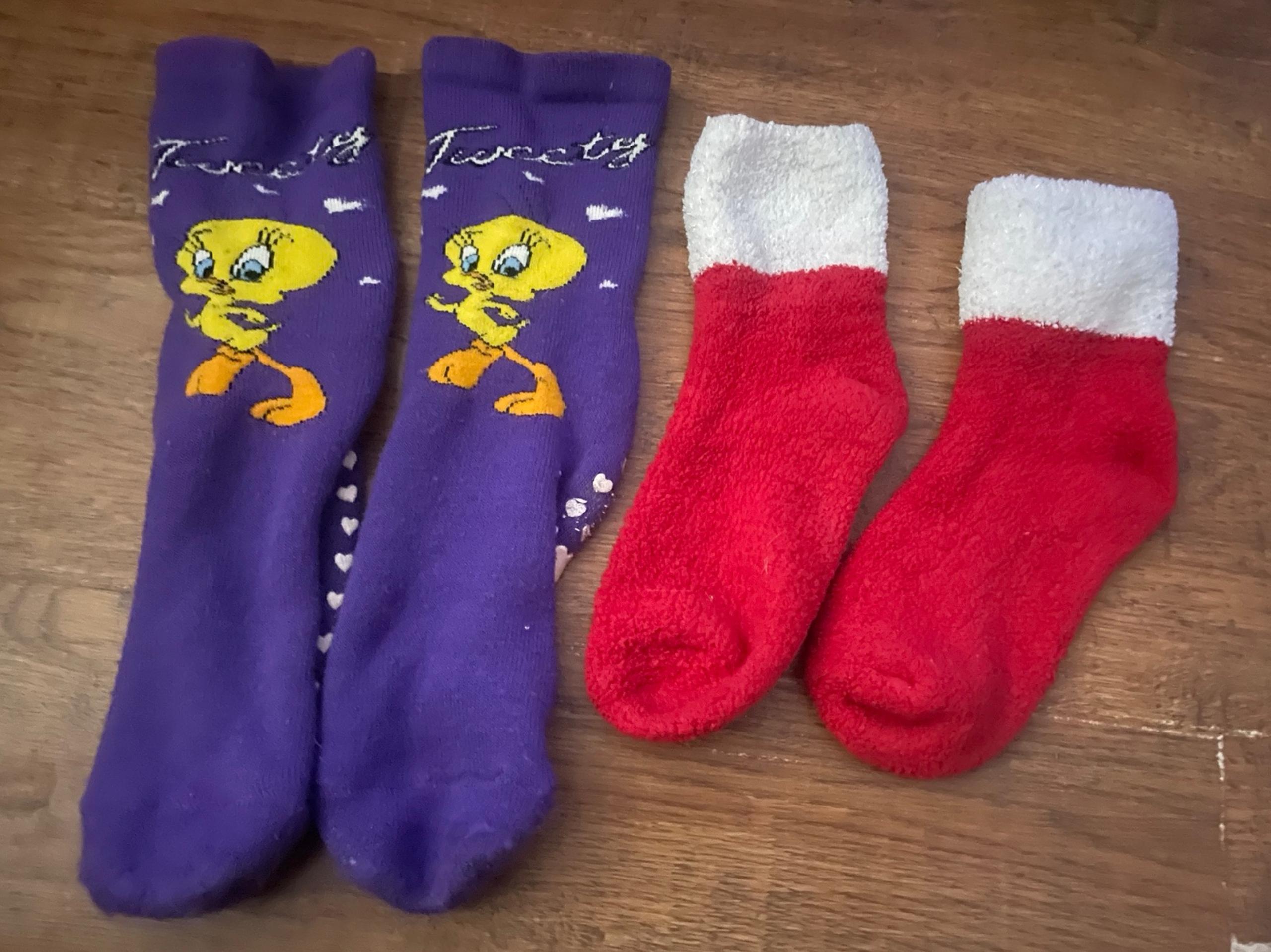 Socks women’s fuzzy socks bath & body works Santa socks & tweety bird