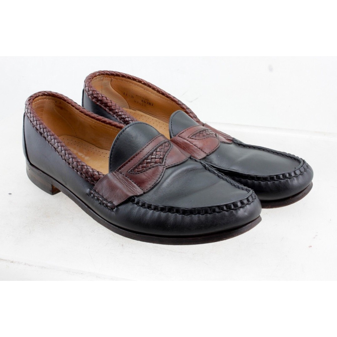 Allen Edmonds Newcastle Men's Black W/Brown Leather Slip On Loafers Size 11.5 B