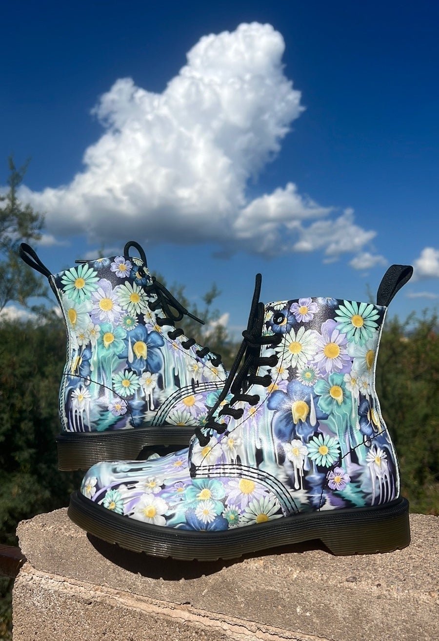 Dr. Martens Pascal Blue Slime Floral Drip Boots 7