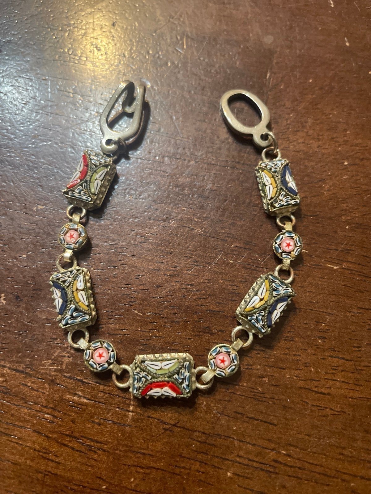 1930’s-1940’s Mosiac Italian silver tone bracelet.