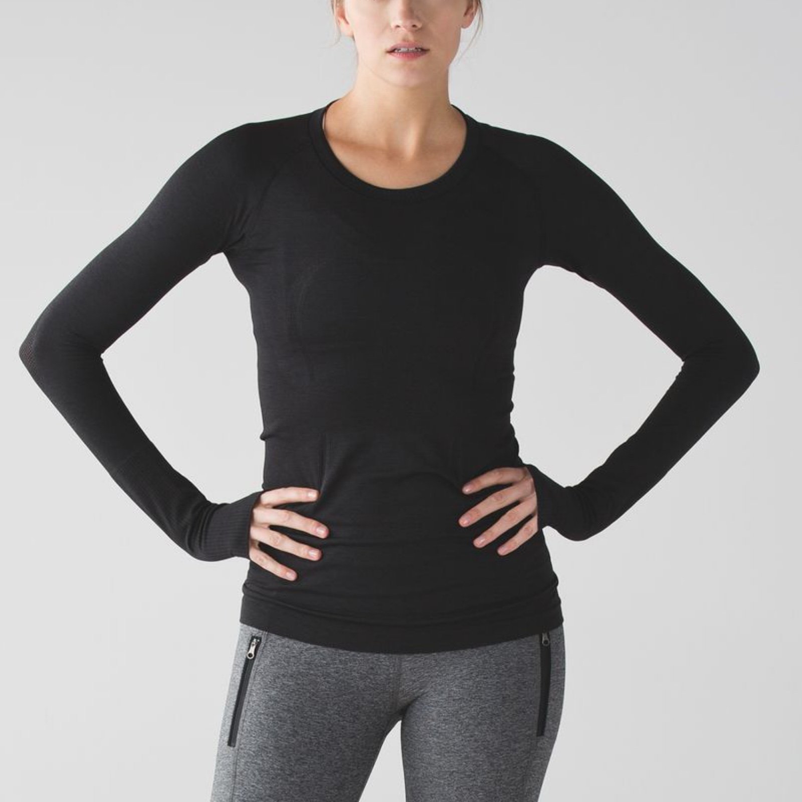 Lululemon Swiftly Tech Long Sleeve Crew Sz 6 In Black / Black
