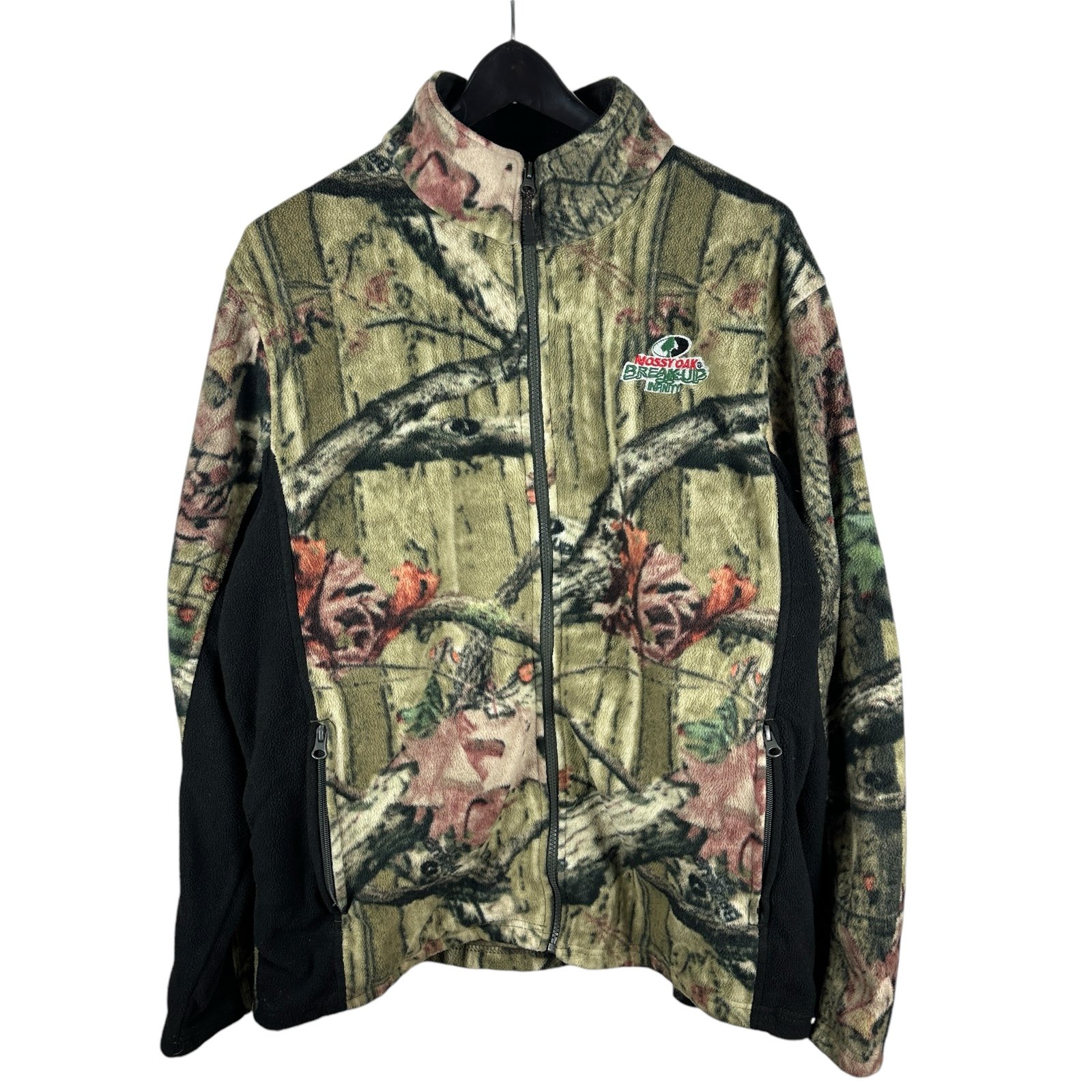 Mens Y2K Mossy Oak Infinity Green Camo Fleece Jacket Size L