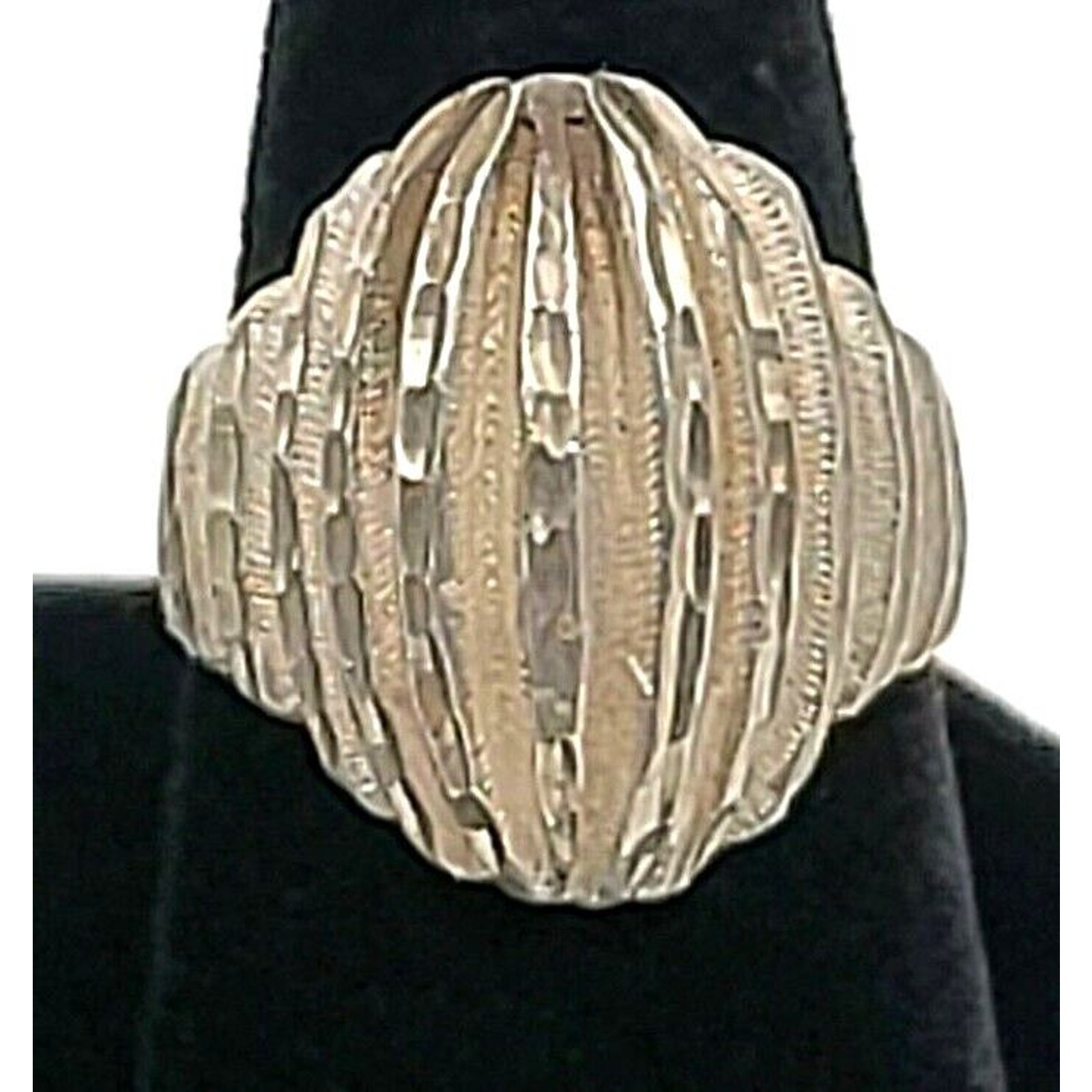 Vintage 1970s Sterling RIBBED DOME RING Vermeil Filled Size 6