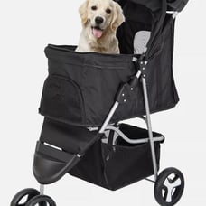 3-Wheel Pet Stroller Foldable Dog Stroller Cart Jogging Stroller w/Cup Holder