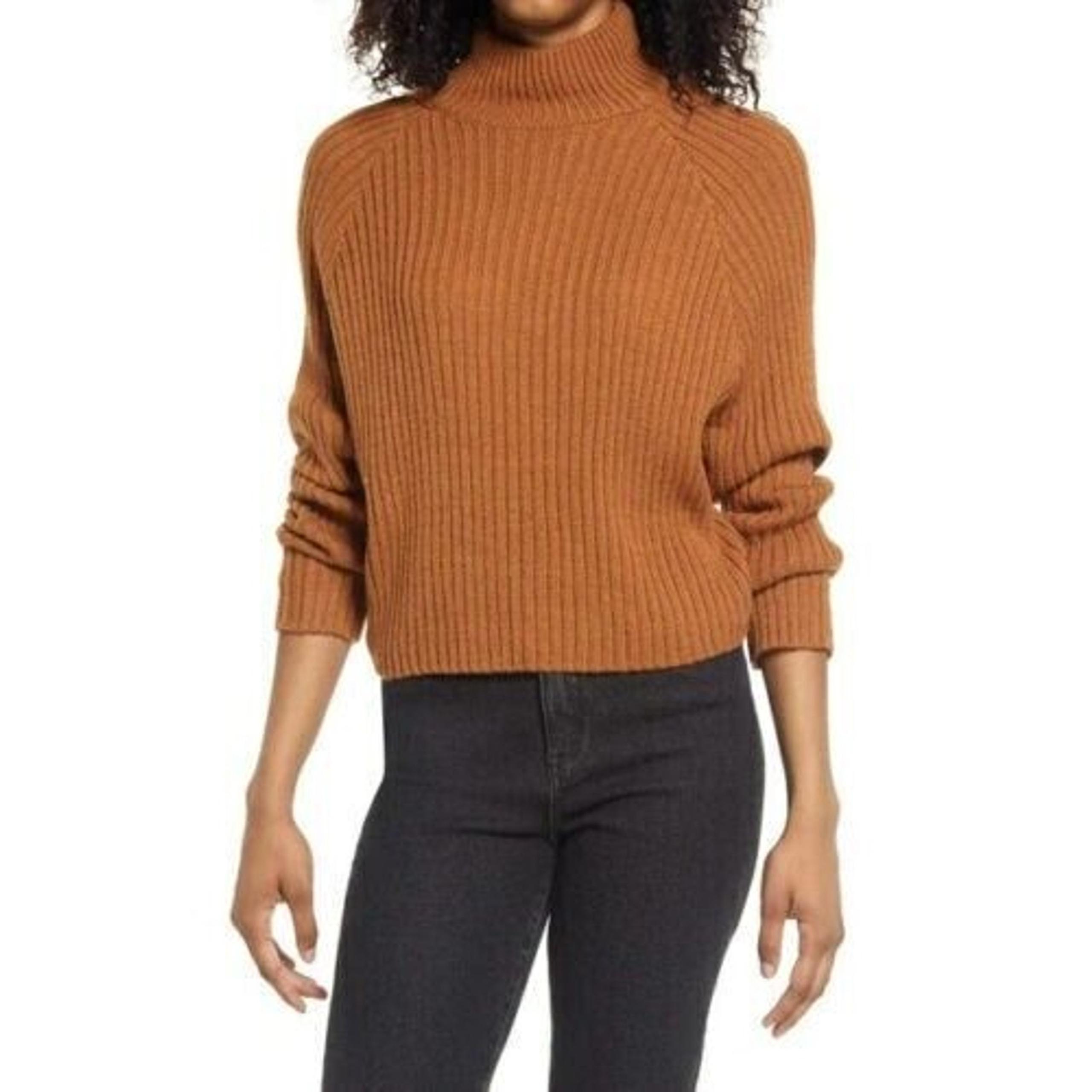 Ten Sixty Sherman Women's Open Back Mock Neck Sweater In Tan Dale Medium $45