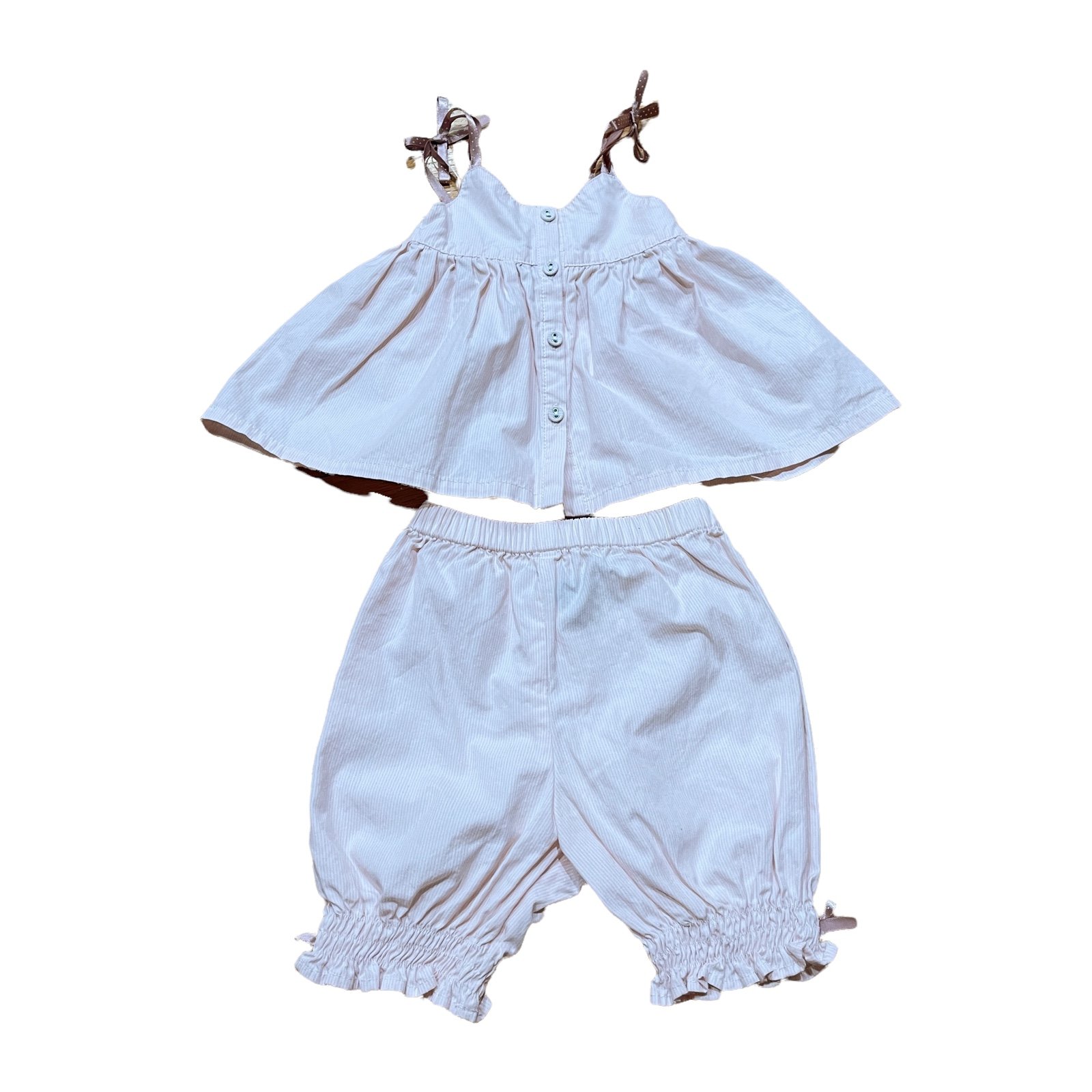 Lili Gaufrette Baby Girl 2 piece Summer Outfit Top and Bloomers Size 6 M EUC