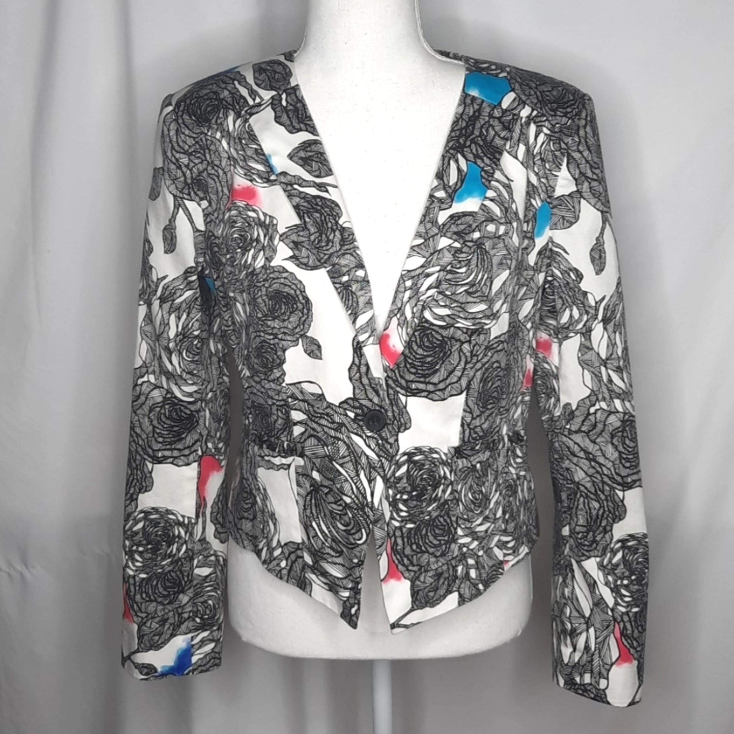 Halogen Women's Floral Cropped Blazer Pops of Color MP