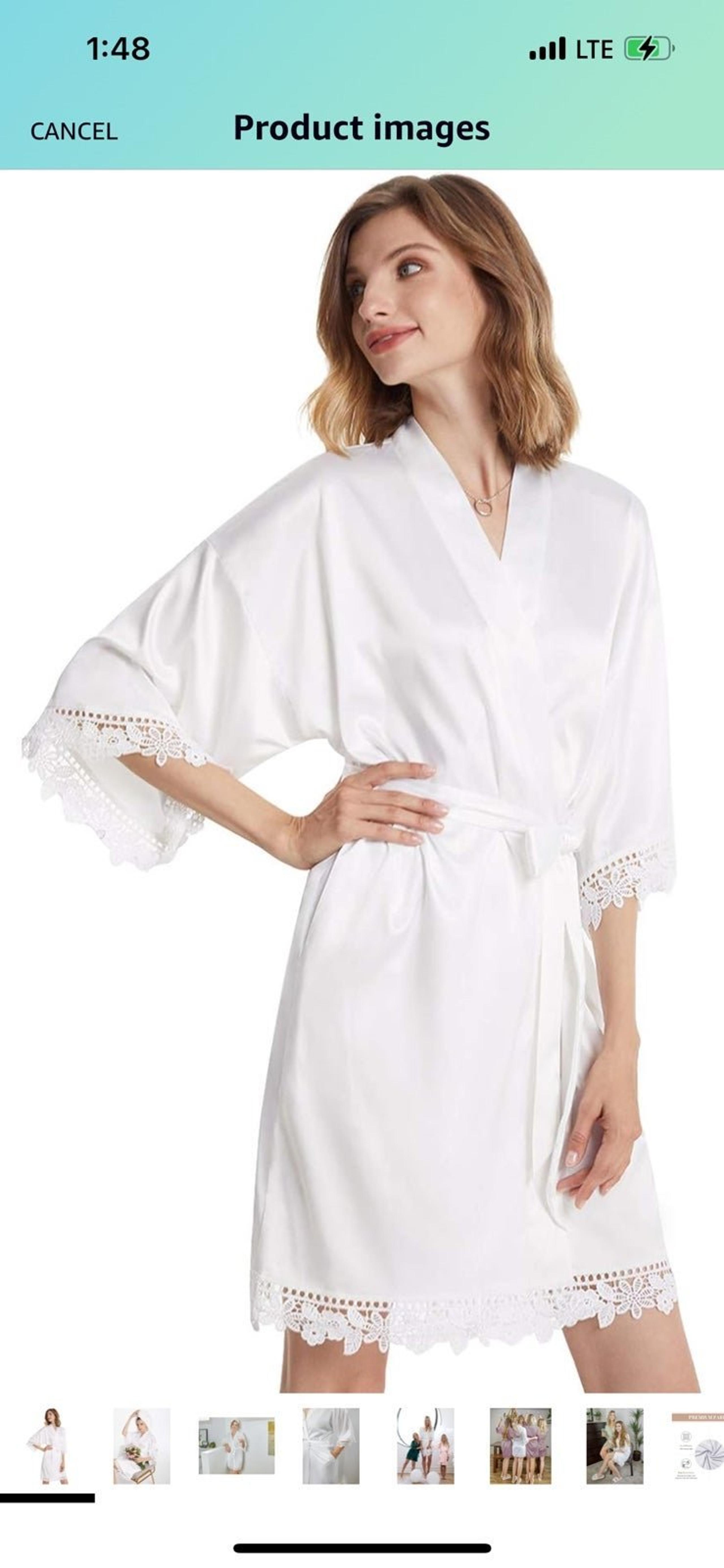 New BRIDAL Women's Silk Robe Satin Robe with Lace Trim∣Bridal Party Robe Bridesm